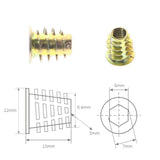 40pcs Zinc Alloy Furniture Hex Drive Head Nut Threaded For Wood Insert Nut M6