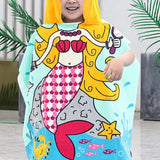 1x Summer Splash Kids Small Hooded Poncho Beach Towel - Mermaid