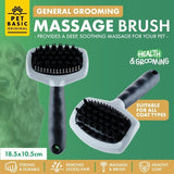 Pet Grooming Massage Brush Grey  - 18.5cm x 10.5cm