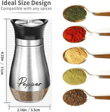 2 pieces Salt And Pepper Shakers Set Premium Stainless Steel Set - Black