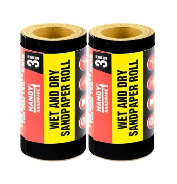 2 Rolls Sandpaper Rolls Wet & Dry Use 400 Grit Cut To Size 3m Handy Hardware