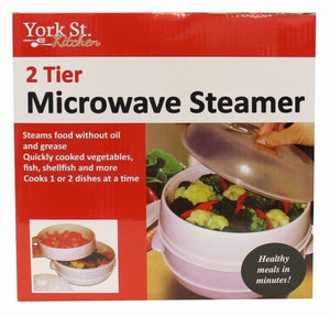 Microwave Steamer 2 Tier Double Layer for Cooking Meals Vegetables Kitchen