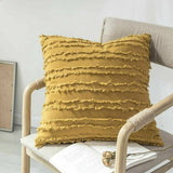 Boho Tassels Fringe Cushion Cover Striped Cushion Cover - 45x45cm - Yellow