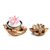 Lotus Glass Case LED Backflow Cone Incense Burner