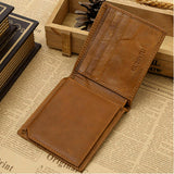 RFID Blocking Men Wallet Genuine Leather Bifold Credit Card Cash Brown