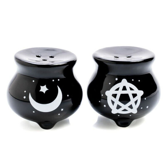 Salt & Pepper Witches Cauldron Collectible Shaker Spice Holder Kitchen Tool Set