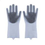 Magic Silicone Rubber Dish Washing Gloves Kitchen Scrubber Cleaning Sponge Grey