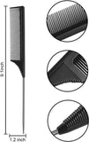 2x Rat Tail Comb Stainless Steel Pintail Heat Resistant Carbon Fiber Teasing