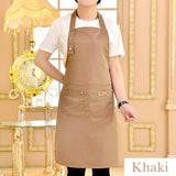Canvas Apron Waterproof Waiter Cooking Cafe Kitchen Chef Butcher Washable -Khaki