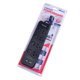 Power Board 4 Outlets w/ Individual Swith Surge Protection & 2 USB Ports -BLK 1M