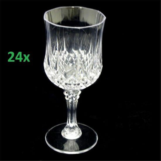 24x Wine 210ml Premium Clear Acrylic Disposable Drink Glasses Crystal Faux Reusable