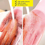 Magic Silicone Rubber Dish Washing Gloves Kitchen Scrubber Cleaning Sponge Blue