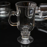6x Irish Coffee Mug Glass Cup Footed w Handle Coffee Tea Drink - 250ml