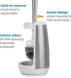 Polder Swivel Toilet Brush Caddy Cleaning Brush Stainless Steel Plastic Bathroom