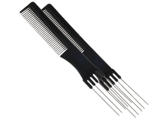 2x Teasing Teaser Comb W/ Metal Lifts Puffing Hair