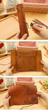 Canvas Treasure Map Wrap Roll Up Pencil Bag Leather Case Holder Pouch Brown