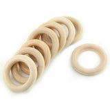 10x Natural Round Wood Rings Raw Craft Donut Ring Wooden Circle Beads 40mm