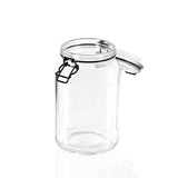 2pcs Clear Glass Jars Clip Candy Food Seasoning Condiment Storage Container 1.5L