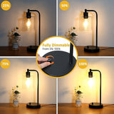 Table Lamp Industrial Desk Lamp with USB Charging Port Modern Dimmable Bedside