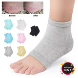 1pair Heel Socks Silicone Gel Cracked Foot Skin Care Protector SleevePain -Grey