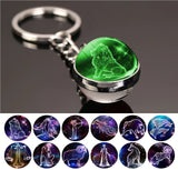 1x Keychain Constellation Keyring Luminous Glass Ball Pendant - Taurus