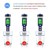 PH EC TDS Salinity Temp 5 in 1 Pen Meter LCD Digital Water Quality Monitor Test