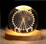Ferry Wheels Night Light Glowing 3D Engraved Crystal Ball Gift Home Decor