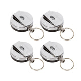2x Recoil KeyRing Retractable Chain ID Pull Holder Reel Belt Clip Extend Keyring