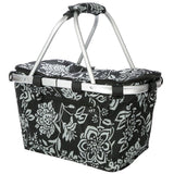 Sachi Insulated Foldable Picnic Carry Basket Bag with Lid Camellia Black