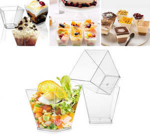 40 Pcs Round Mousse Cake Dessert Cups Clear Plastic Sample Drink Tumbler 210ml