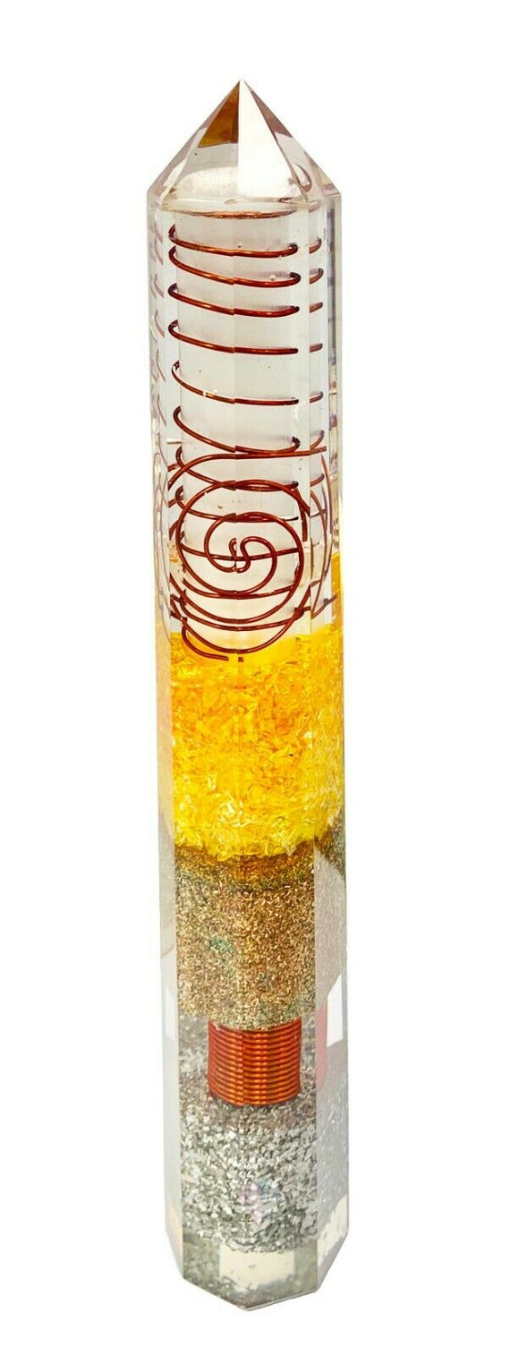 Citrine Orgonite Obelisk Generator Crystal Orgone EMF Protection Energy