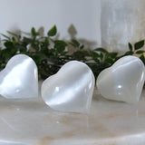 Selenite Puffy Heart Powerful Healing Gemstone Crystal Palm Stone 8cm