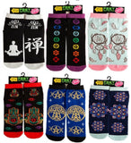 3 pair Meditation Socks Unissex Print Non Slip Warm Thick Yoga Zen Assorted