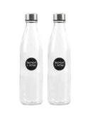 2x Large Glass Water Sports Bottle Juice Milk Beverage 1L Screw Top - 1000ml