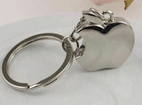 1x Apple Novelty Collectable Keyring Charm Keychain Gift New Fruit Chrome Metal