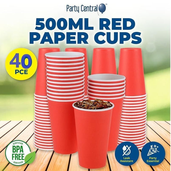 40x American Red  Paper Cup Beer Pong Disposable Drinks Cup 500ml