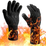 1 pair Fireproof Oven Gloves Heat Resistant Cut-Resistant Non-Slip Silicone BBQ