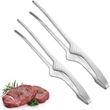 2PCS Japanese Style Stainless Steel Grill Tongs Kitchen Camping Barbecue Buffet