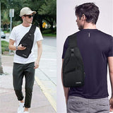 Shoulder Backpack Chest Bag Man Sling Cross Body Satchel Mens Purse Travel Black