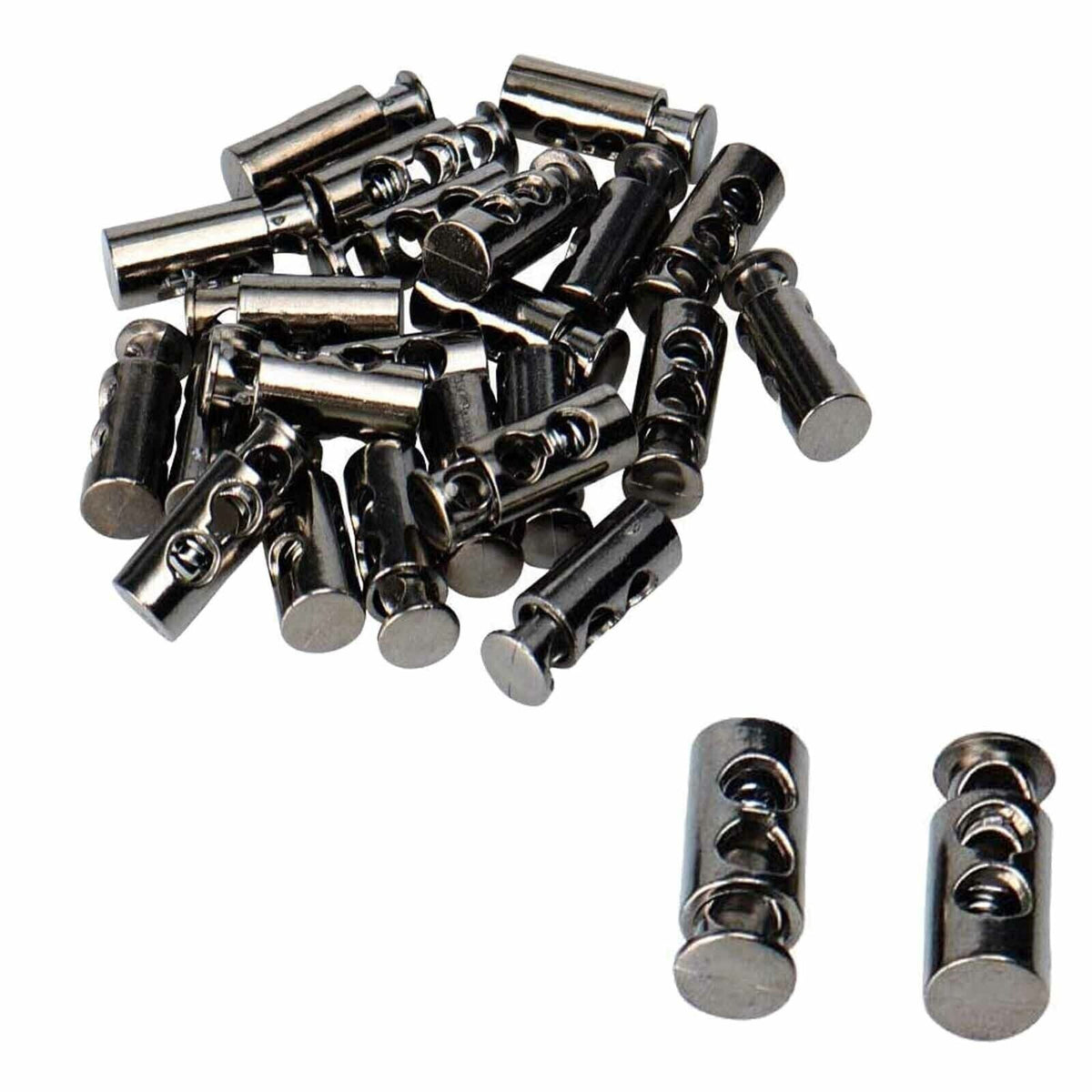 50pcs Double Hole Metal Cord Lock Apparel Clamp Barrel Toggle Spring S ...
