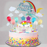 21pcs Unicorn Cake Topper Kit Cloud Rainbow Happy Birthday Banner Decorations