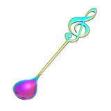 1x Musical Note Shaped Teaspoon Stainless Steel Coffee Milk Teaspoon - Rainbow