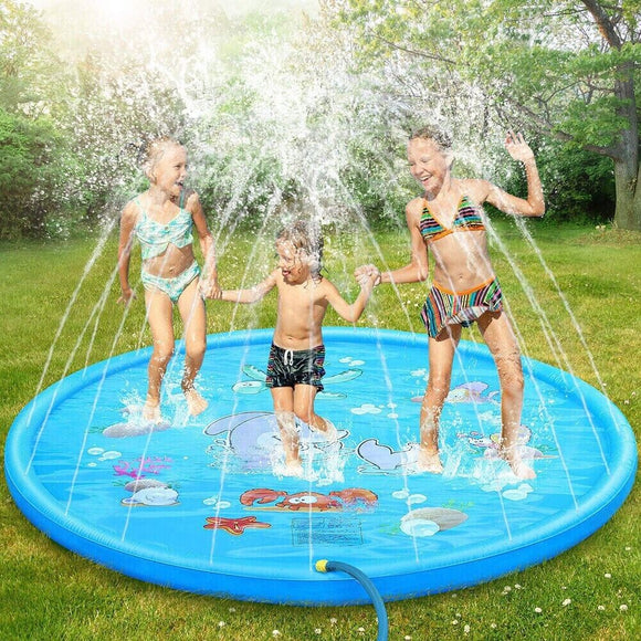 1x Kids Splash Sprinkler Water Play Pad Mat Inflatable Spray Pool Toy 170cm For Kids - Asstd