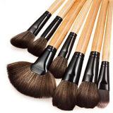32Pcs Makeup Make Up Eyeshadow Brush Set Cosmetic Tool Kit Leather Case - Wood