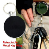 2x Recoil KeyRing Retractable Chain ID Pull Holder Reel Belt Clip Extend Keyring