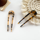 2Pcs U-Shape Hair Clips Stick Tortoise Shell Hairstyle Hair Pin Hair Accessories