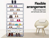 Shoe Rack 10 Tier Shelves Shoes Cabinet Storage Organiser DIY - Silver