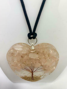 Rose Quartz Tree of Life Orgonite Orgone Crystal Pendant Energy Healing EMF