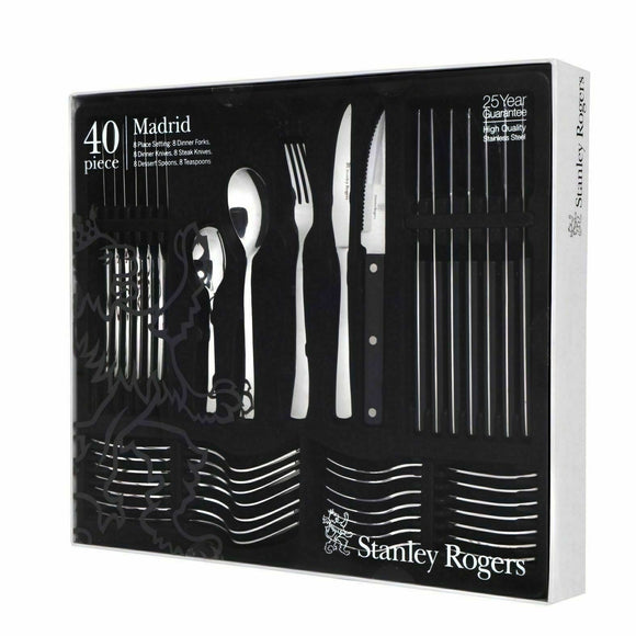 Stanley Rogers 40 Pieces Madrid Cutlery Set Quality Stainless Steel Gift Boxed