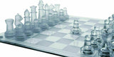 Glass Chess Game Set Frosted Polished Board Padded Bottom Elegant Crystal Gambit